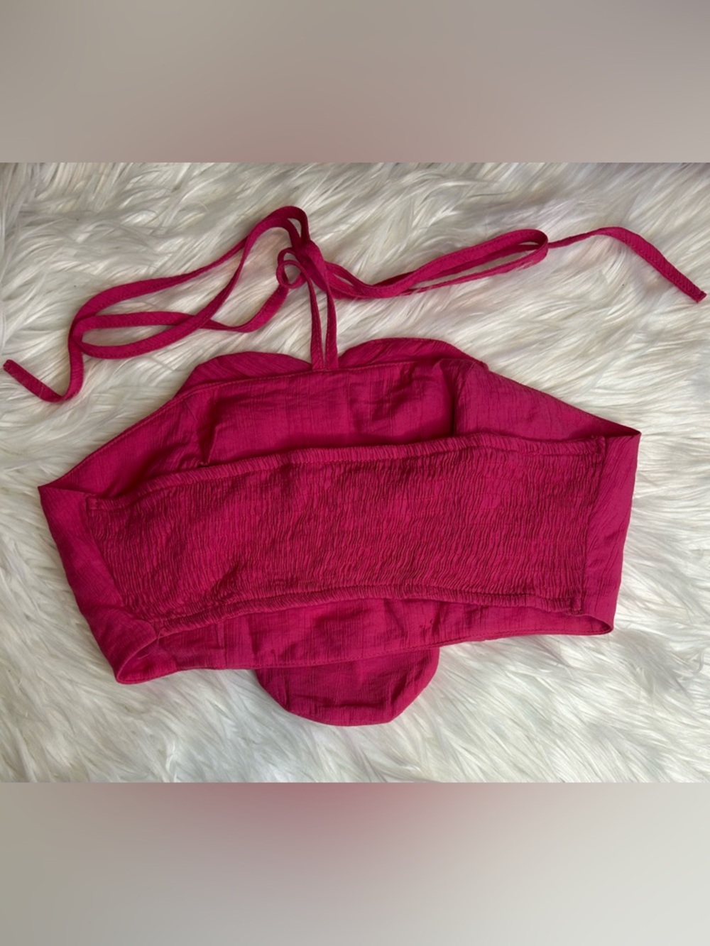 Women's Hot Pink Floral Bandeau Top - Picture 5 of 5